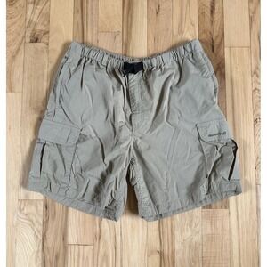Mont Bell Women's Belted Shorts Size Large Khaki Nylon Outdoor Hiking Vintage